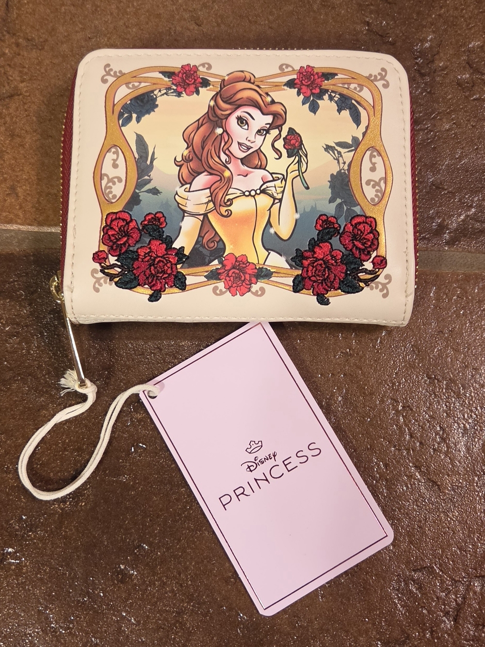 Disney Beauty and the Beast Exclusive Belle Floral Zip Around Wallet Loungefly